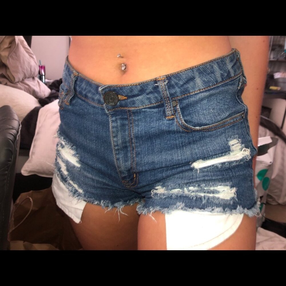 RSQ Venice Mid Rise Ripped Denim Shorts